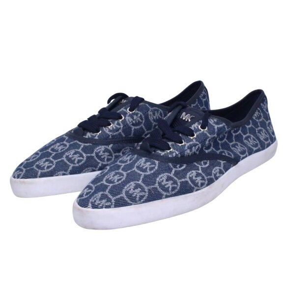 Michael Kors Brennan Women Sneaker , Blue Denim MK Logo Size 6 New Minor Defect - Picture 1 of 11